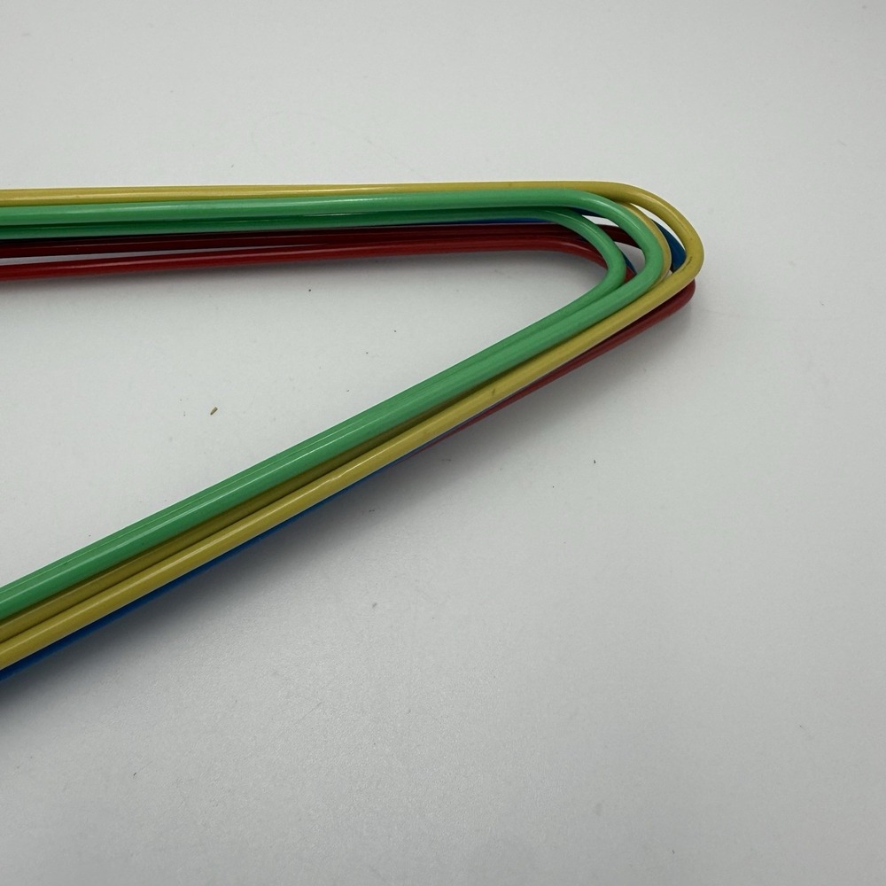 Vtg Drip Dry Hangers Metal PVC Coated 8 pack NOS Red Green Blue Standard MCM - Picture 5 of 8